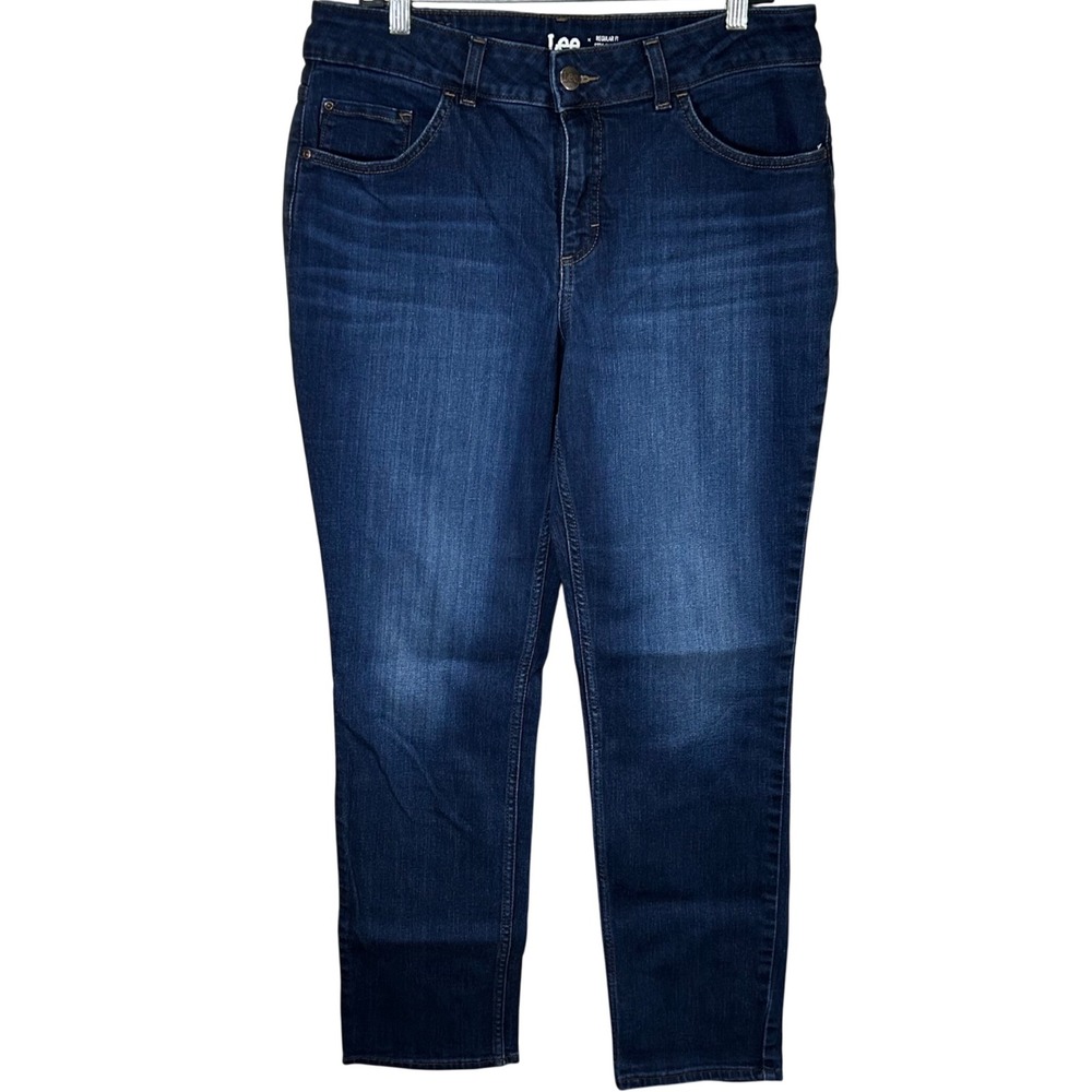 Lee Regular Fit Straight Leg Dark Wash Denim Jeans‎ Women 16W